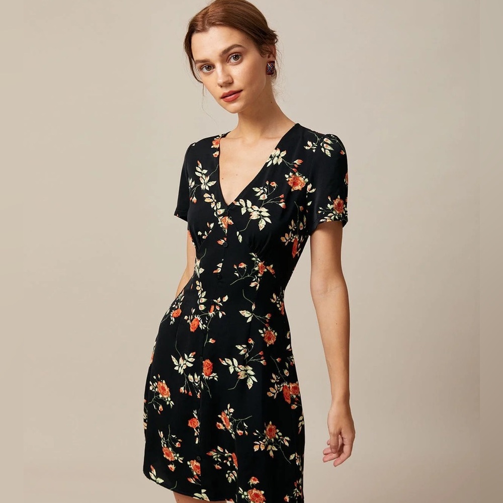 RIHOAS Black Floral Mini Dress
